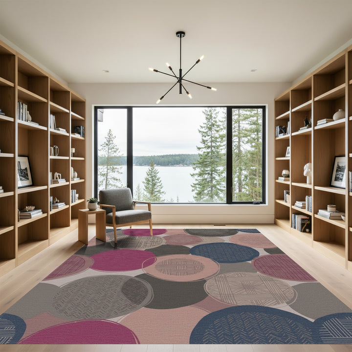 Muted Circles Textured Collage Rug