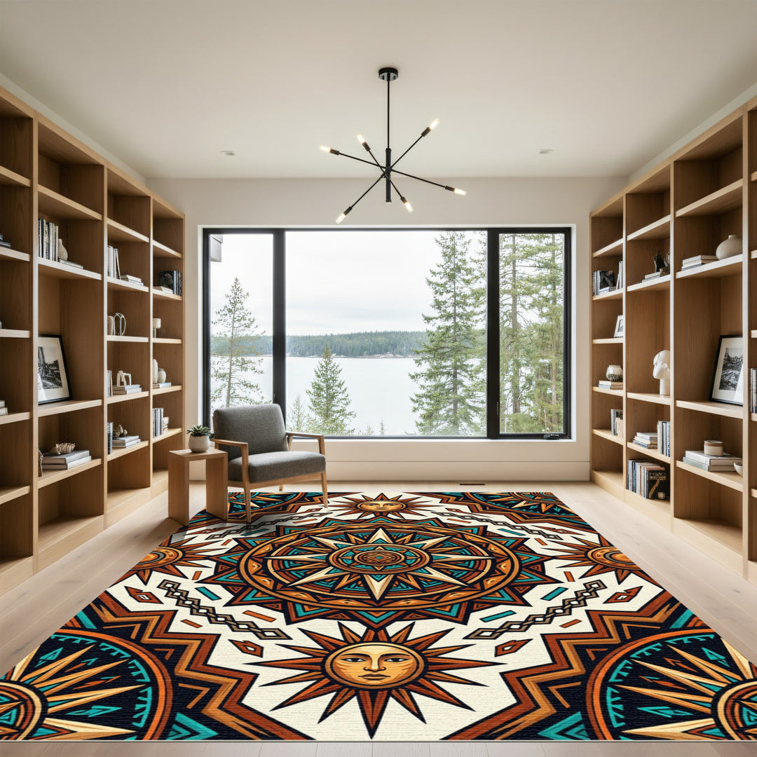 Native Sunburst Mandala Rug