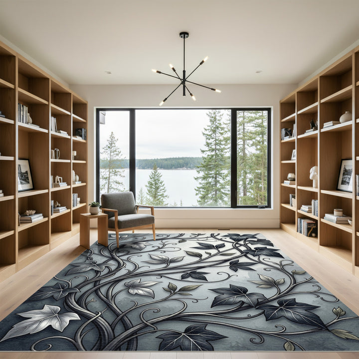 Monochromatic Ivy Vine Swirl Rug