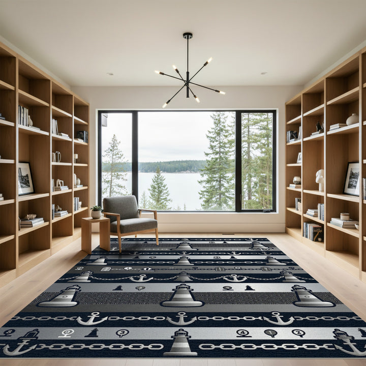 Nautical Lighthouse Anchor Chain Rug