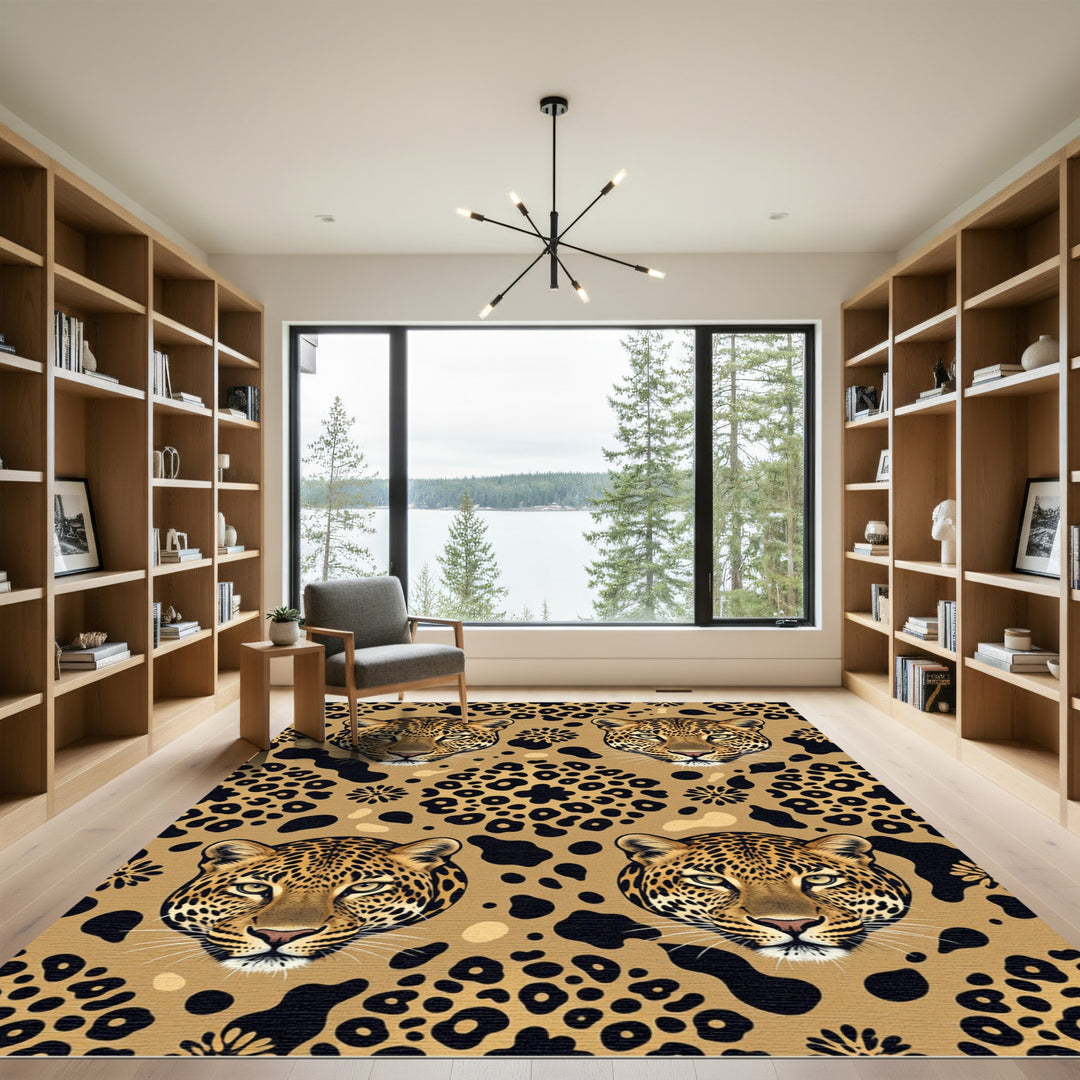 Leopard Spots and Feline Faces Rug