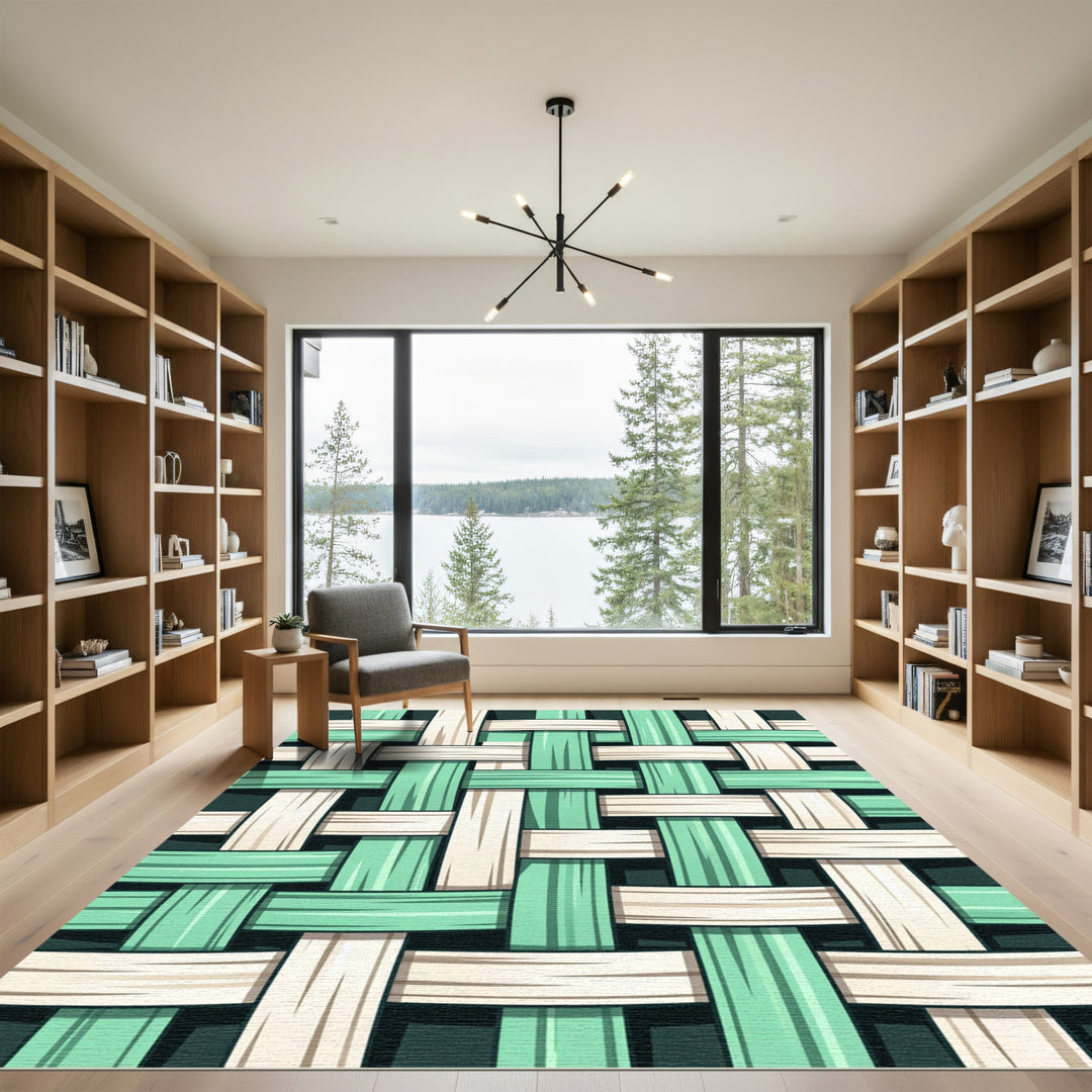 Mint Cream Woven Stripe Accent Rug