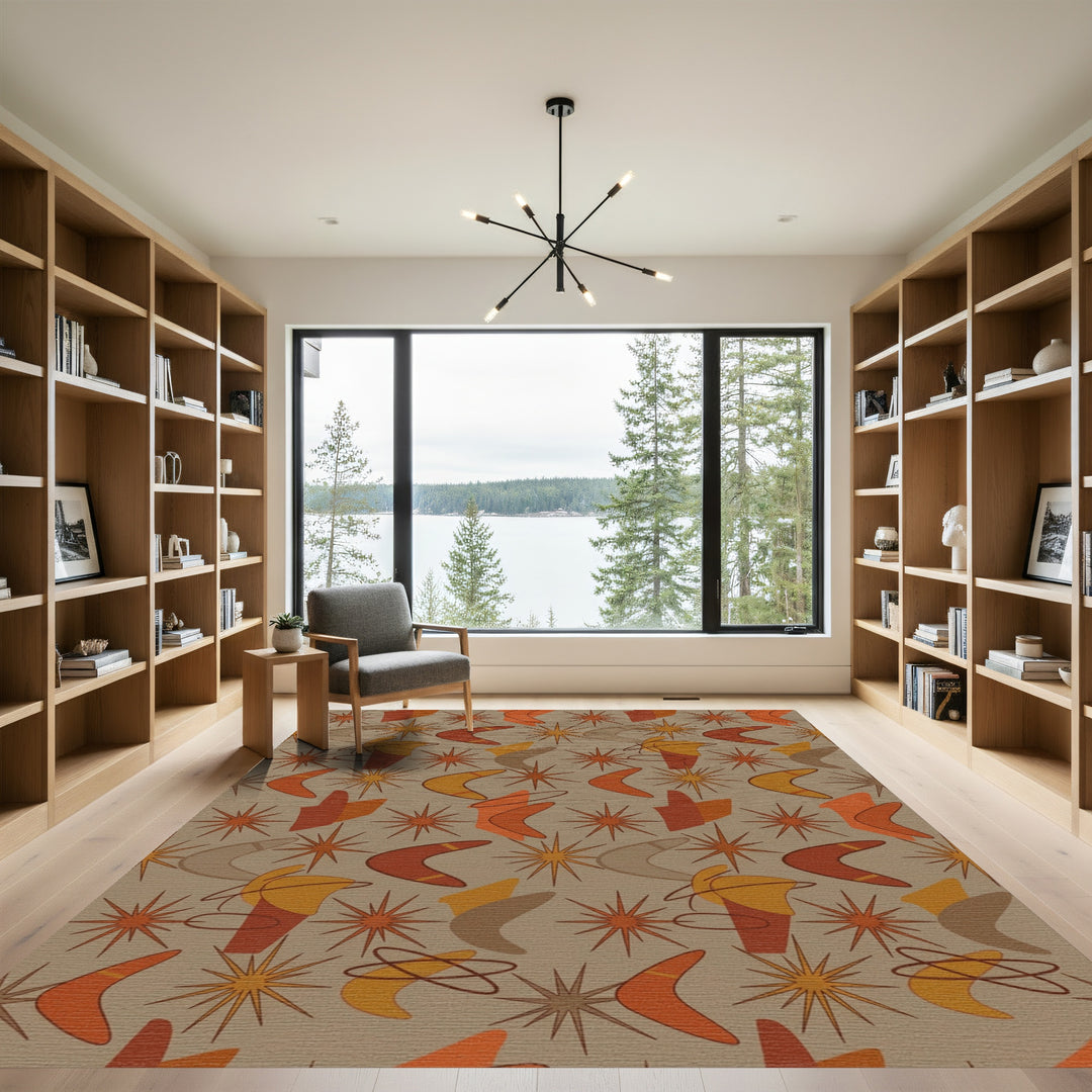 Mid Century Boomarang Starburst Accents Rug