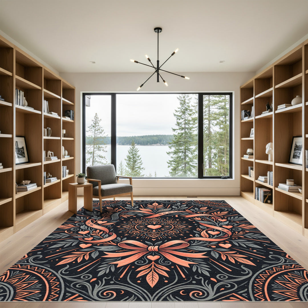 Coral Heart Floral Medallion Rug