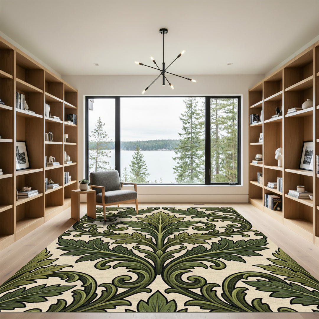 Emerald Green Acanthus Scroll Rug
