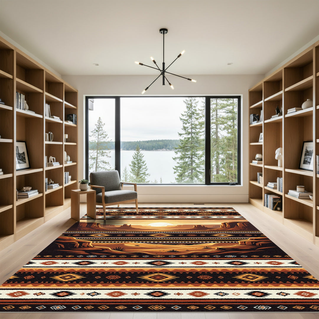 Southwestern Desert Sunset Tribal Rug