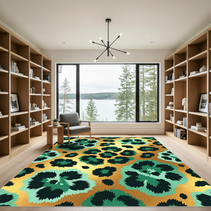 Gold Green Leopard Spot Rug