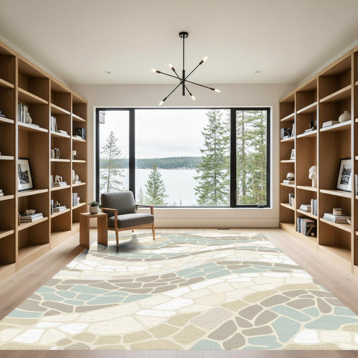 Soft Earthy Tones Wavy Mosaic Rug