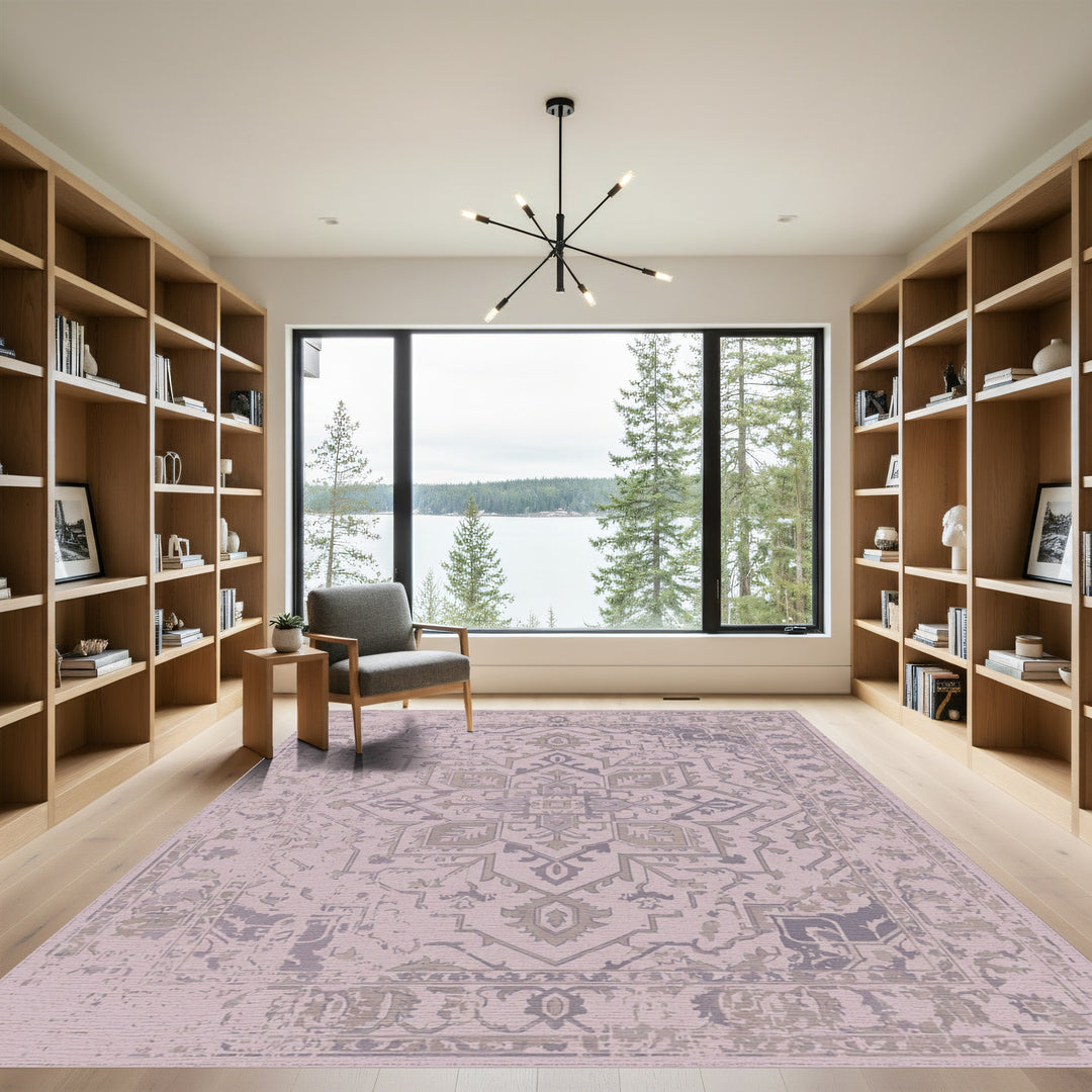 Muted Violet Medallion Faded Rug