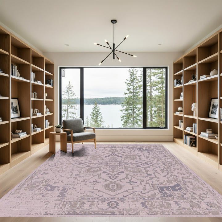 Muted Violet Medallion Faded Rug