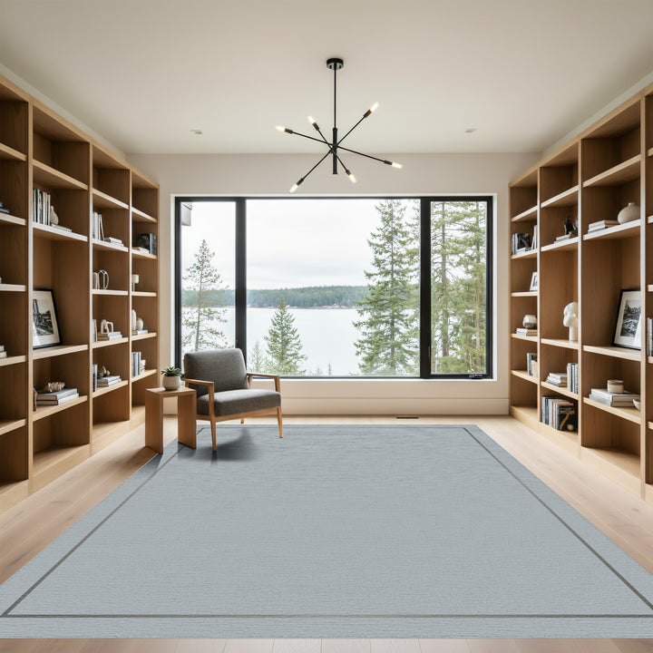 Subtle Gray Border Geometric Rug