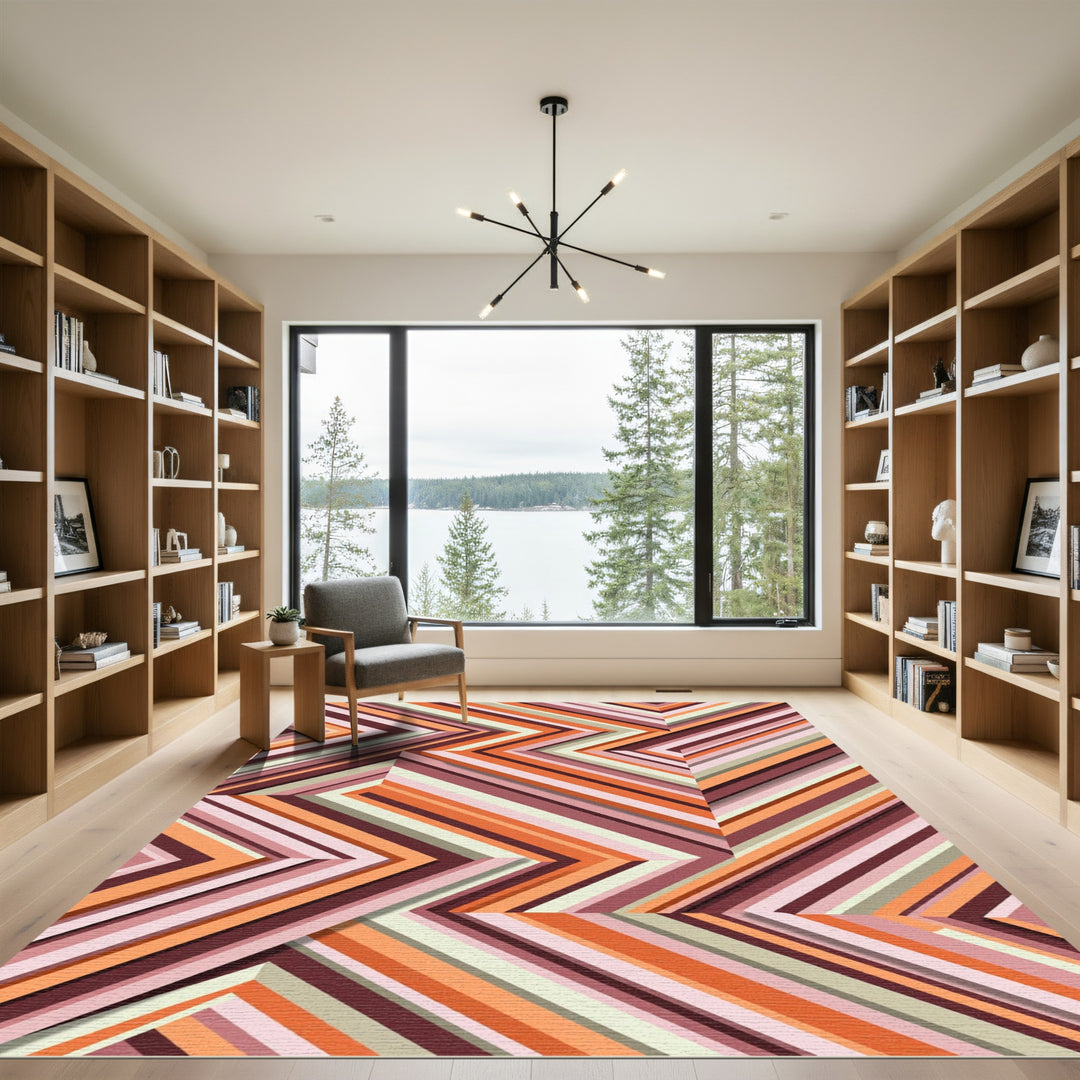 Retro Amber Chevron Stripes Rug