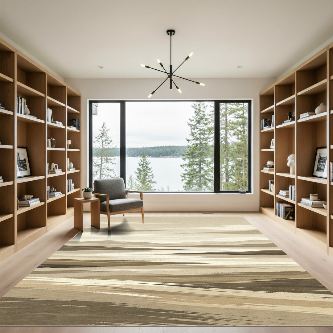 Earthy Tones Abstract Landscape Strokes Rug