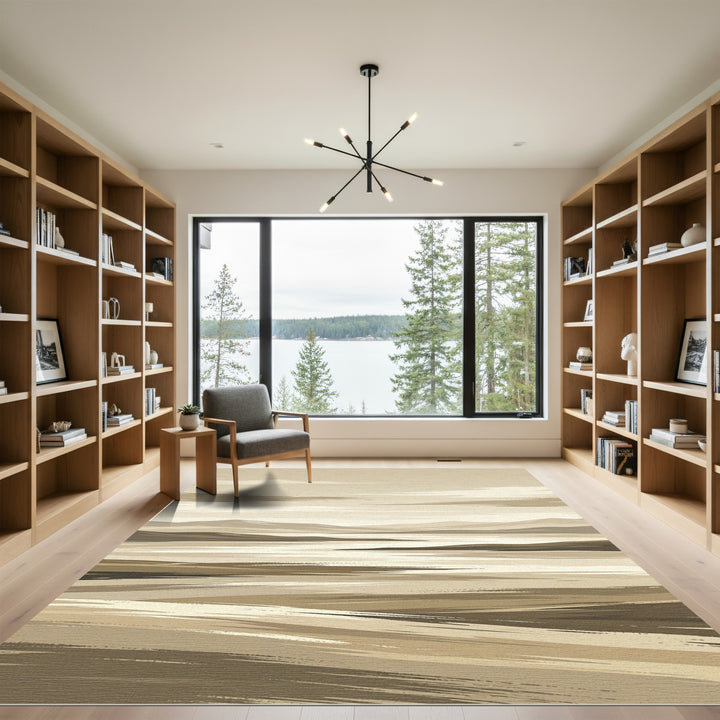 Earthy Tones Abstract Landscape Strokes Rug