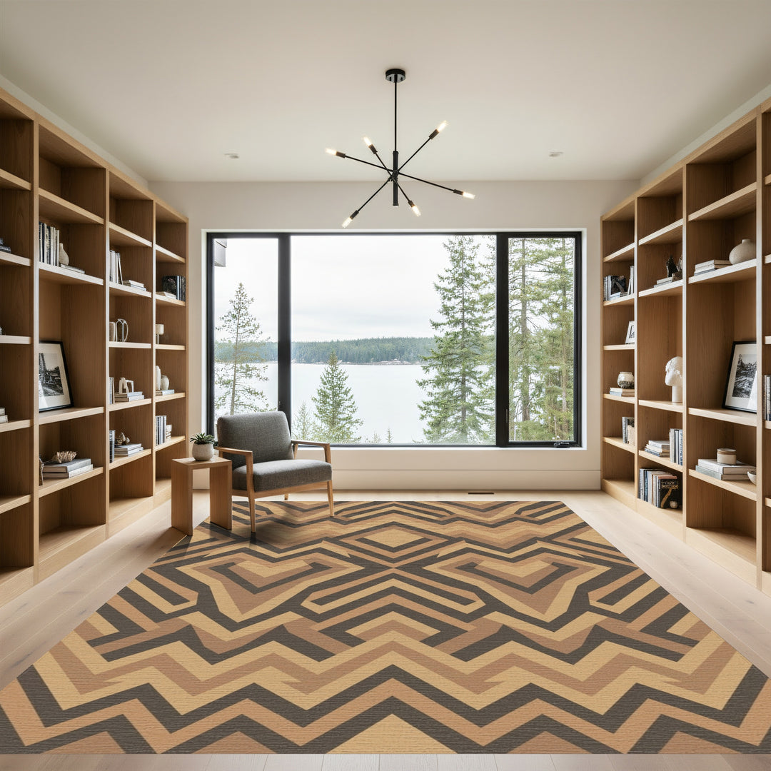 Earthy Geometric Chevron Diamond Rug