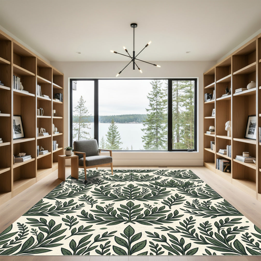 Classic Green Leaf Wreath Arrangement Rug