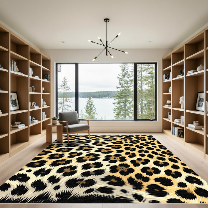 Golden Leopard Spots with Black Accents Rug