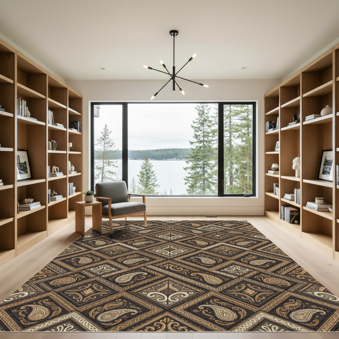 Rich Earth Tones Paisley Medallion Rug