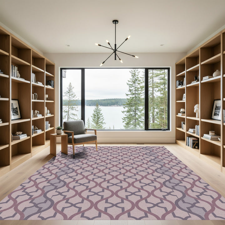 Soft Orchid Geometric Interlocking Waves Rug