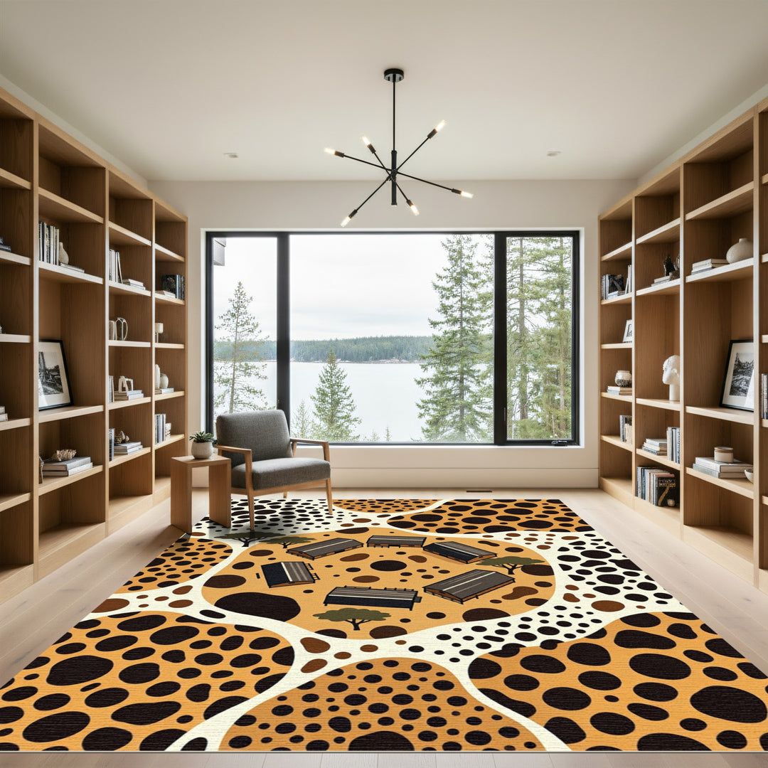 Brown Abstract Animal Spot Village Rug
