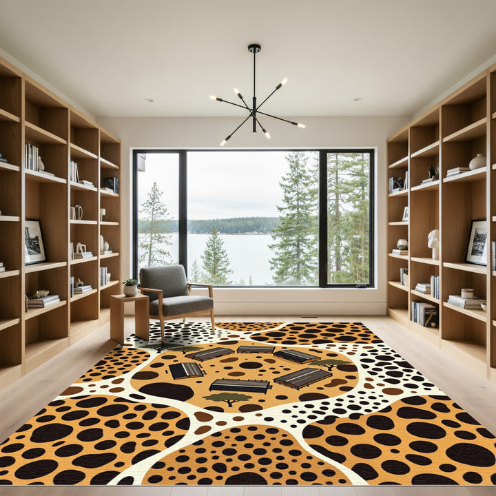 Brown Abstract Animal Spot Village Rug