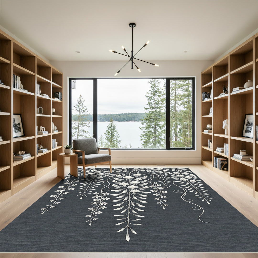 Elegant White Wisteria Branch Rug