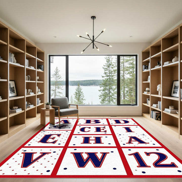 Red White Blue Alphabet Squares Rug
