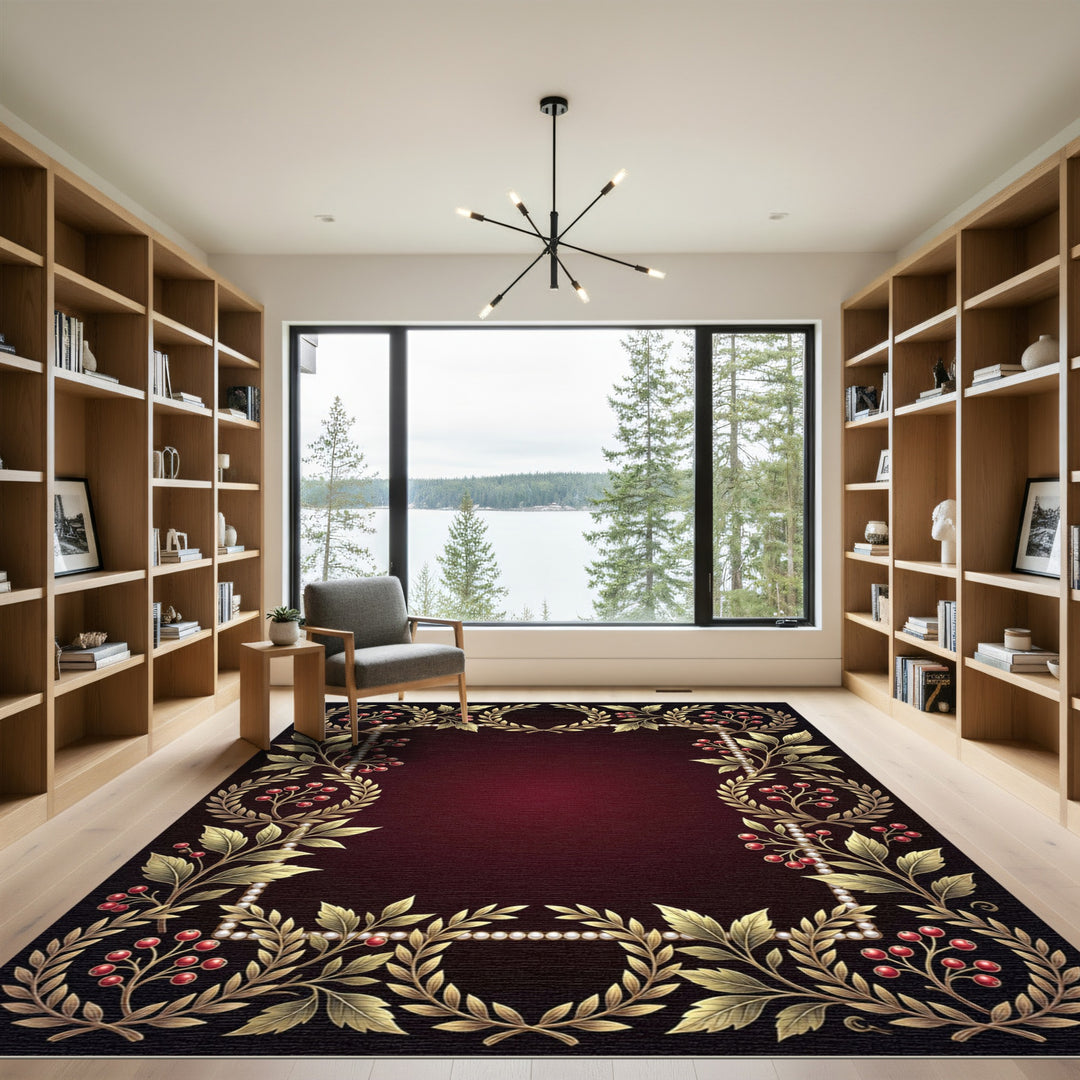 Gilded Laurel Berry Garland Frame Rug