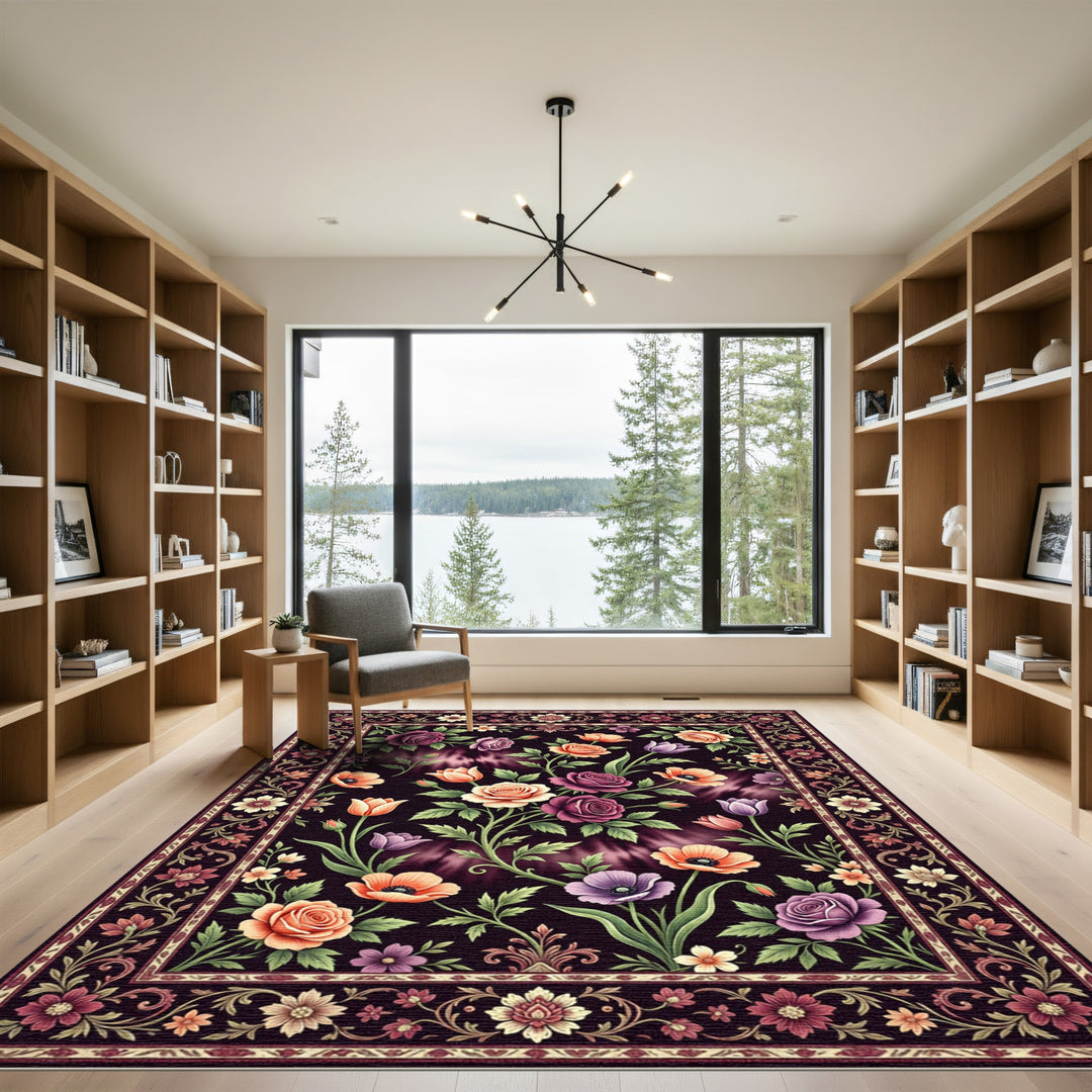 Vintage Rose Meadow Floral Rug