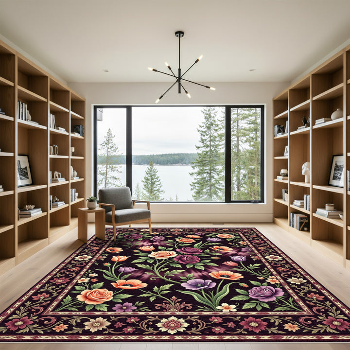 Vintage Rose Meadow Floral Rug