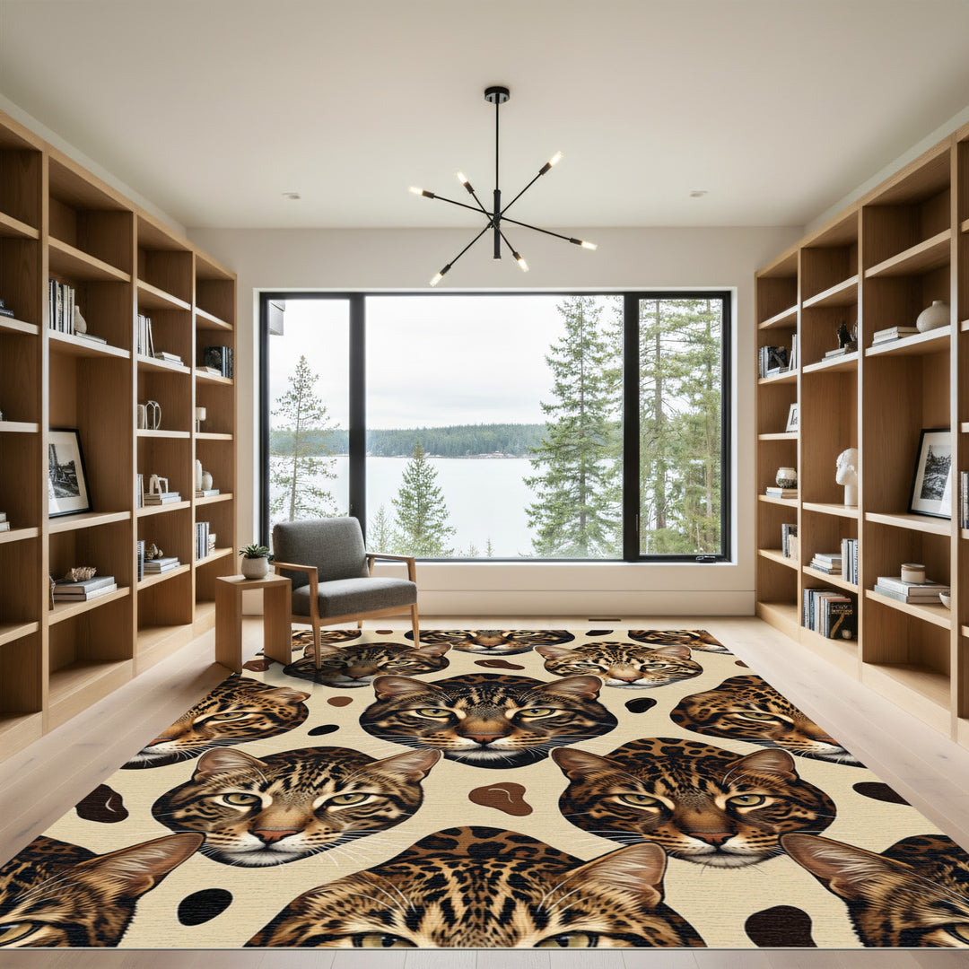 Bold Bengal Cat Face Close-up Rug