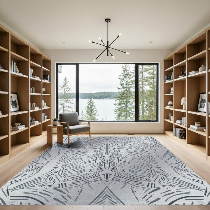 Cool Gray Abstract Tribal StrokesRug Rug