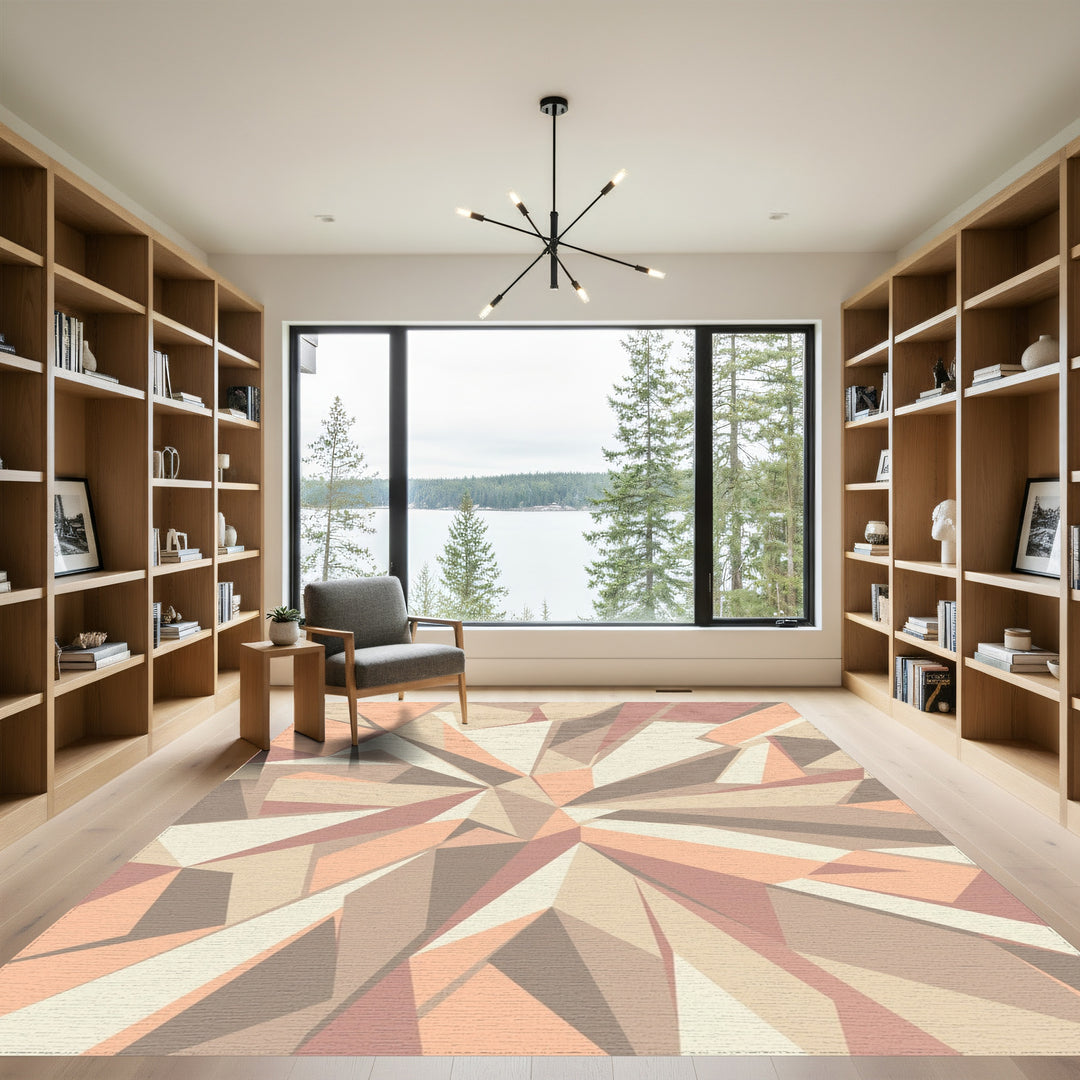 Geometric Faceted Stone Abstract Rug