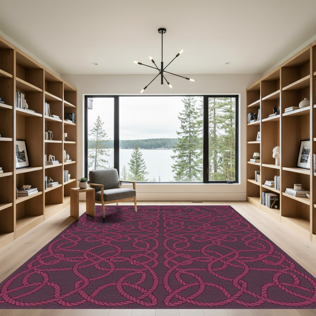 Crimson Braided Rope Intertwined Rug
