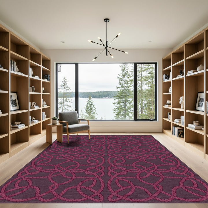 Crimson Braided Rope Intertwined Rug