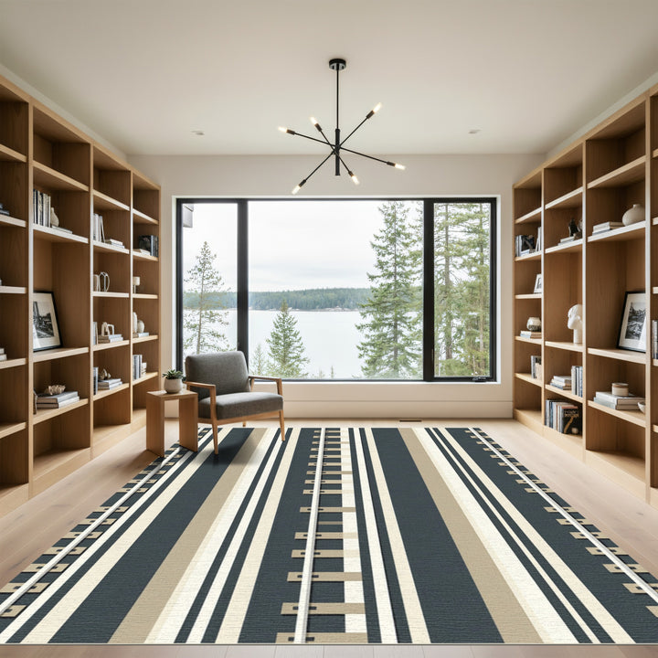 Neutral Tones Vertical Stripe Graphic Rug