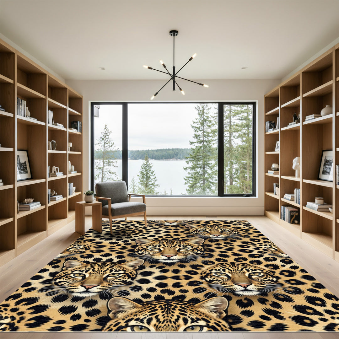 Jungle Leopard Face Animal Rug