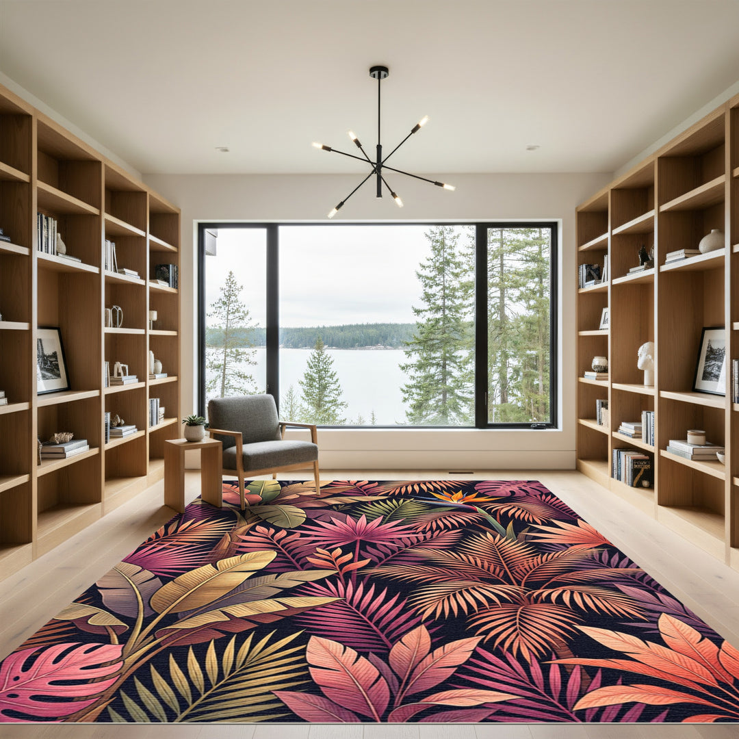 Tropical Garden Bird of Paradise Foliage Rug
