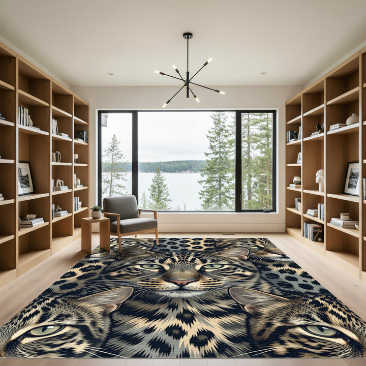 Leopard Face Regal Portrait Aura Rug