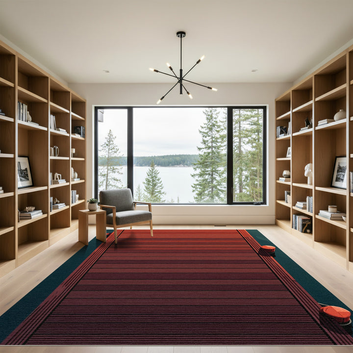 Sunset Ombre Wooden Dock Lines Rug