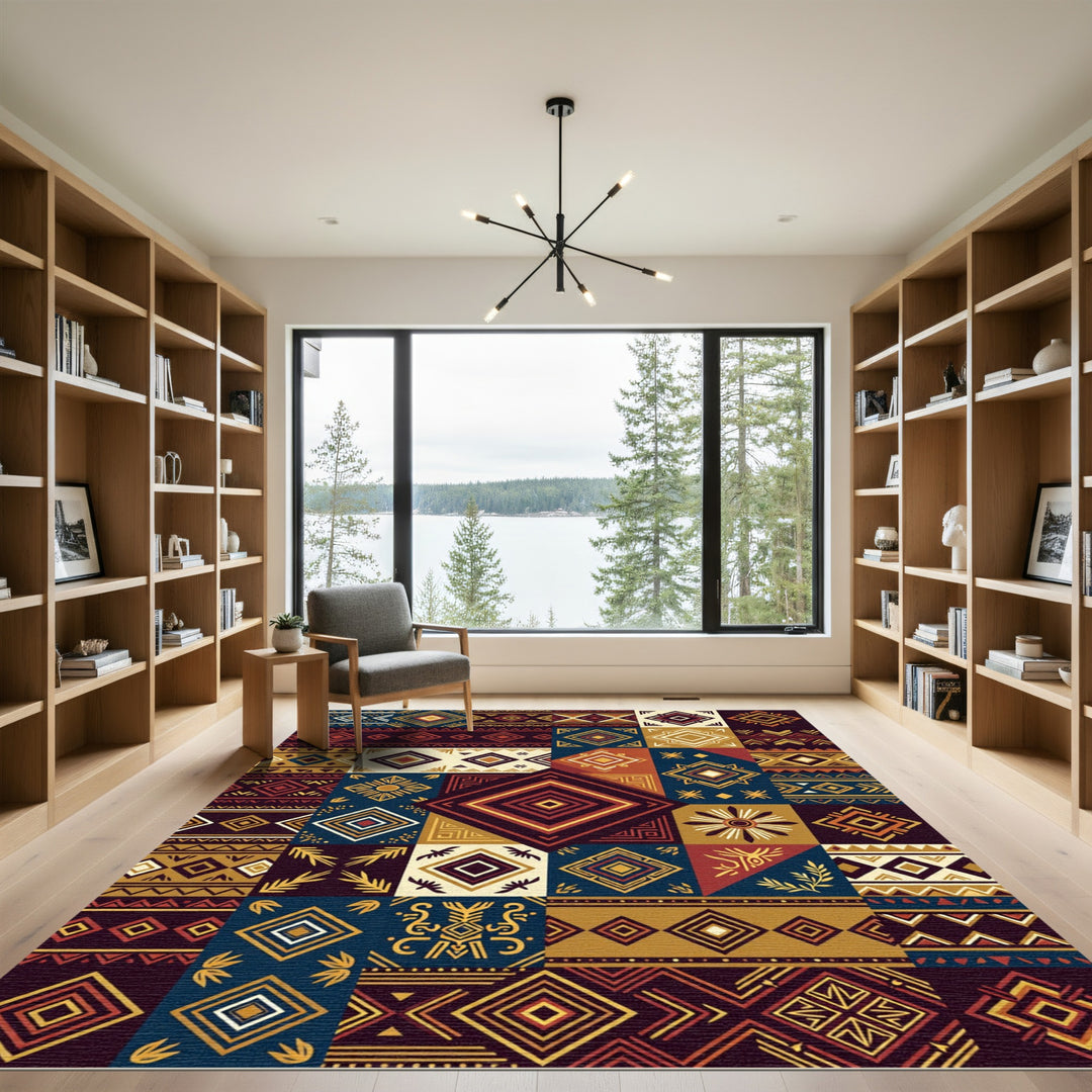 Tribal Geometric Square Rug