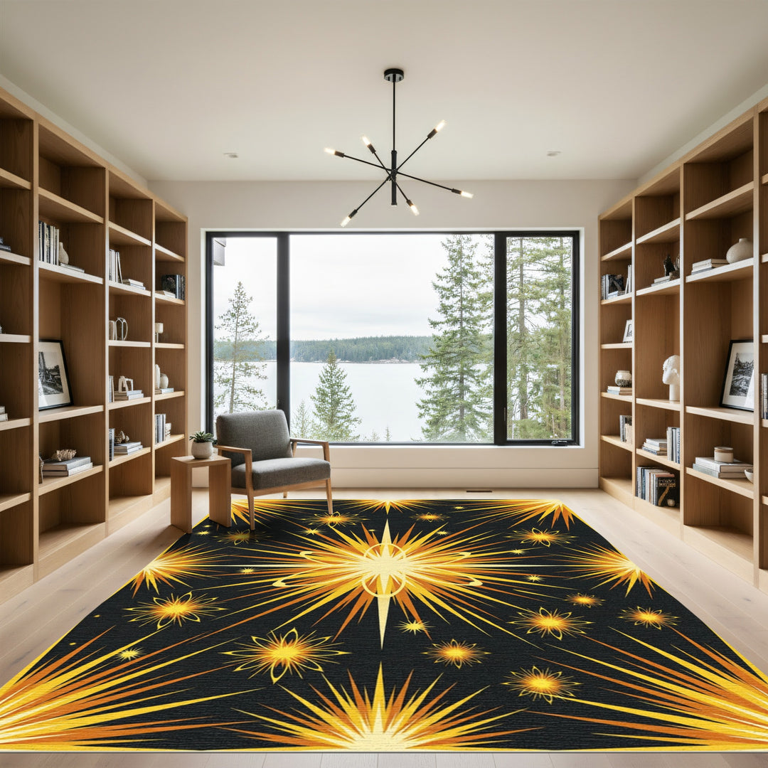 Radiant Golden Starburst Rug