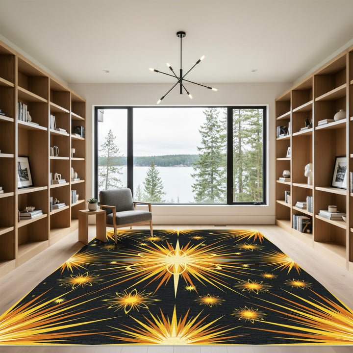 Radiant Golden Starburst Rug