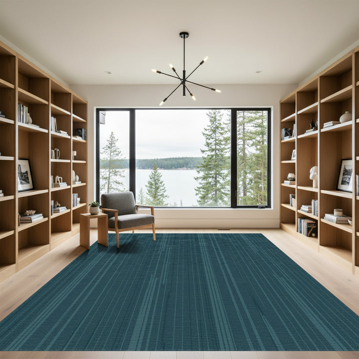 Deep Teal Vertical Stripe Rug