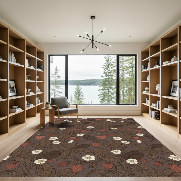 Brown Strawberry Blossom Vine Rug