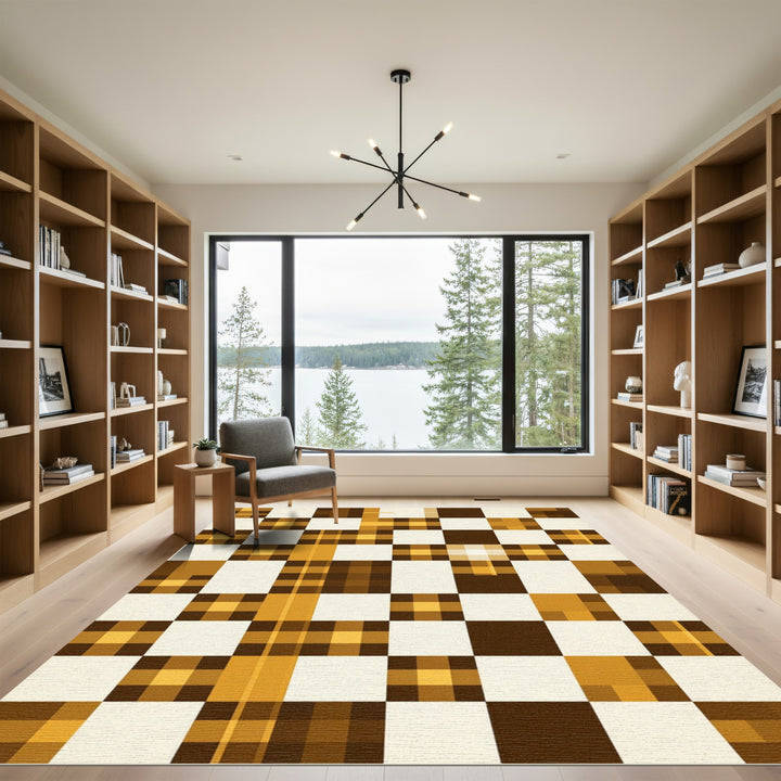 Warm Plaid Checkered Geometric Rug