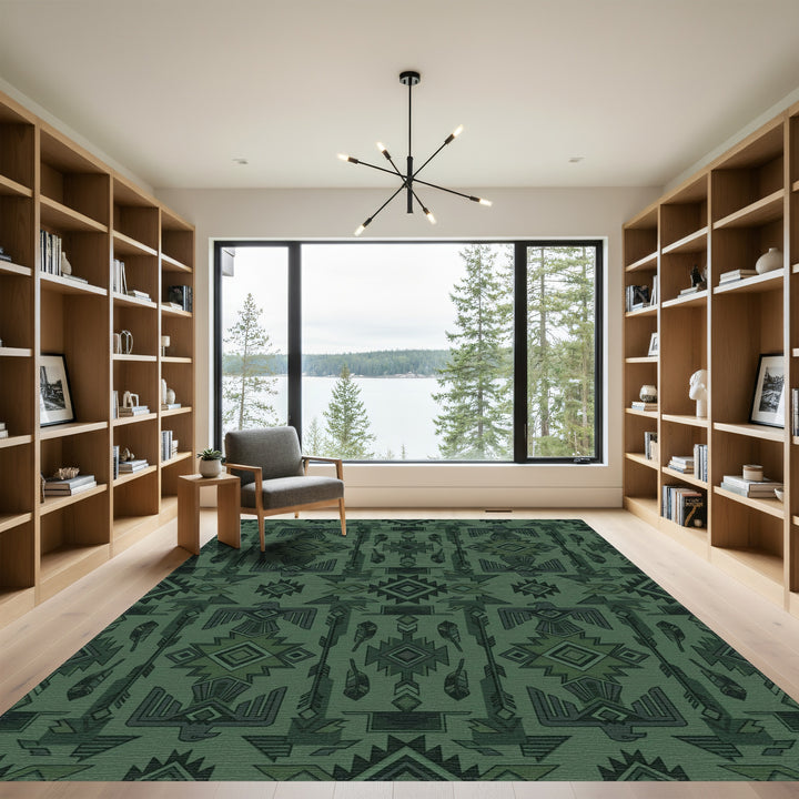 Deep Forest Thunderbird Feather Allegory Rug