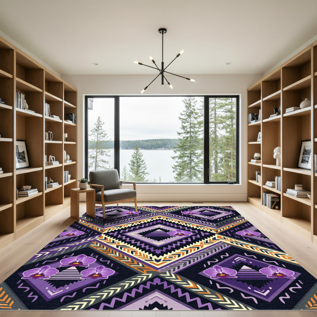 Purple Orchid Tribal Geometric Rug