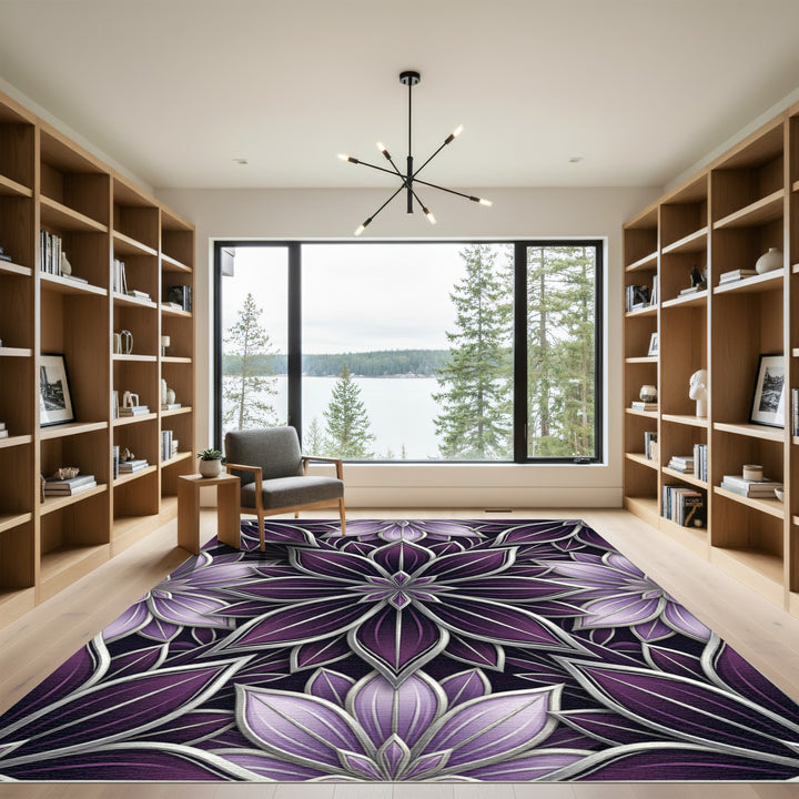 Geometric Orchid Floral Mandala Rug