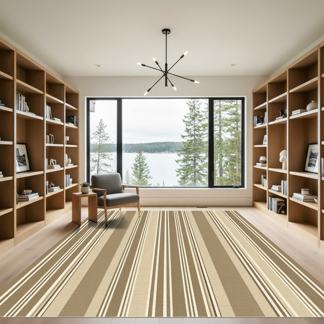 Shades Taupe Neutral Vertical Stripes Rug
